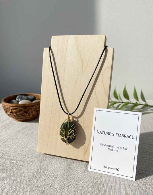 Yellow golden tiger eyes Gemstone Pendant Wrapped w/ Gold Tree of Life