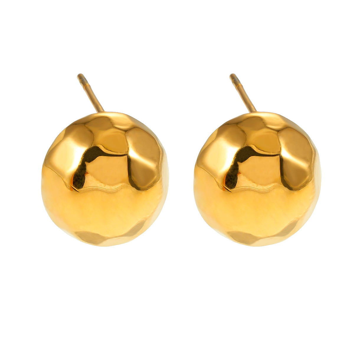 FELTHAM Gold: Contemporary Hammered Look Stud Earrings