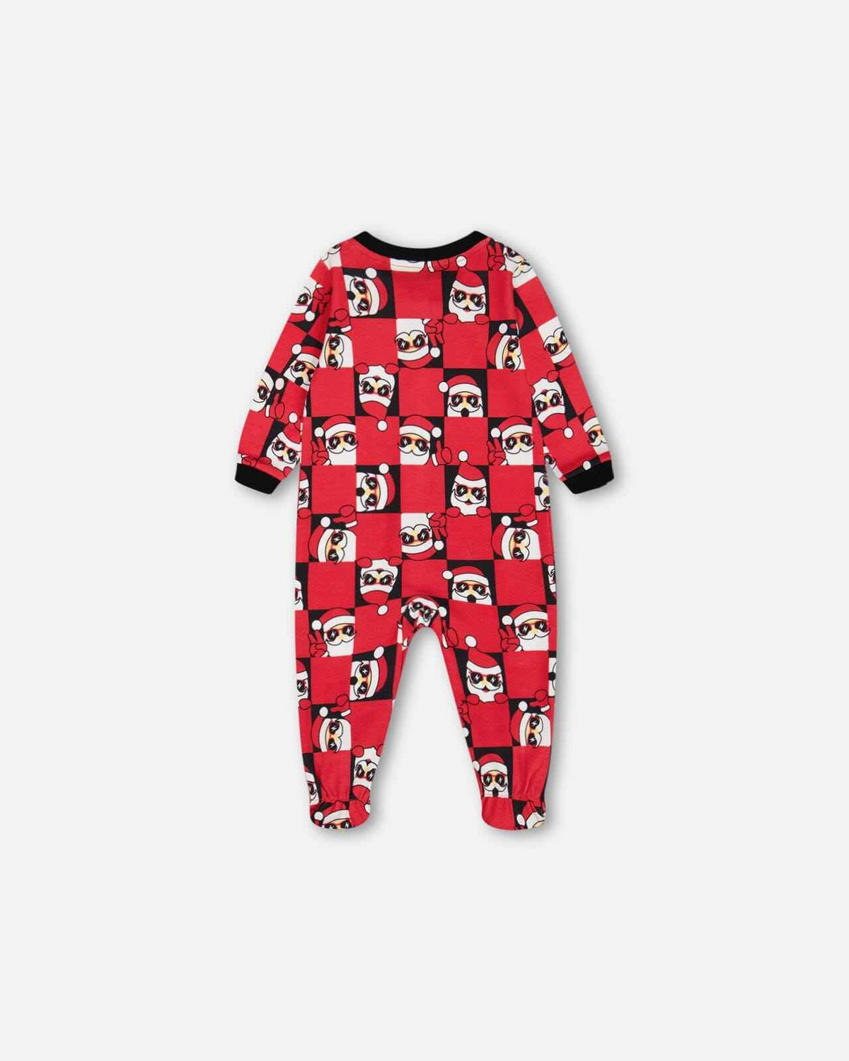 Organic Cotton One Piece Pajama Red Printed Santa