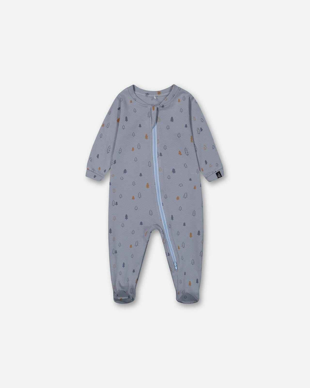 Organic Cotton One Piece Pajama Air Blue Printed Trees