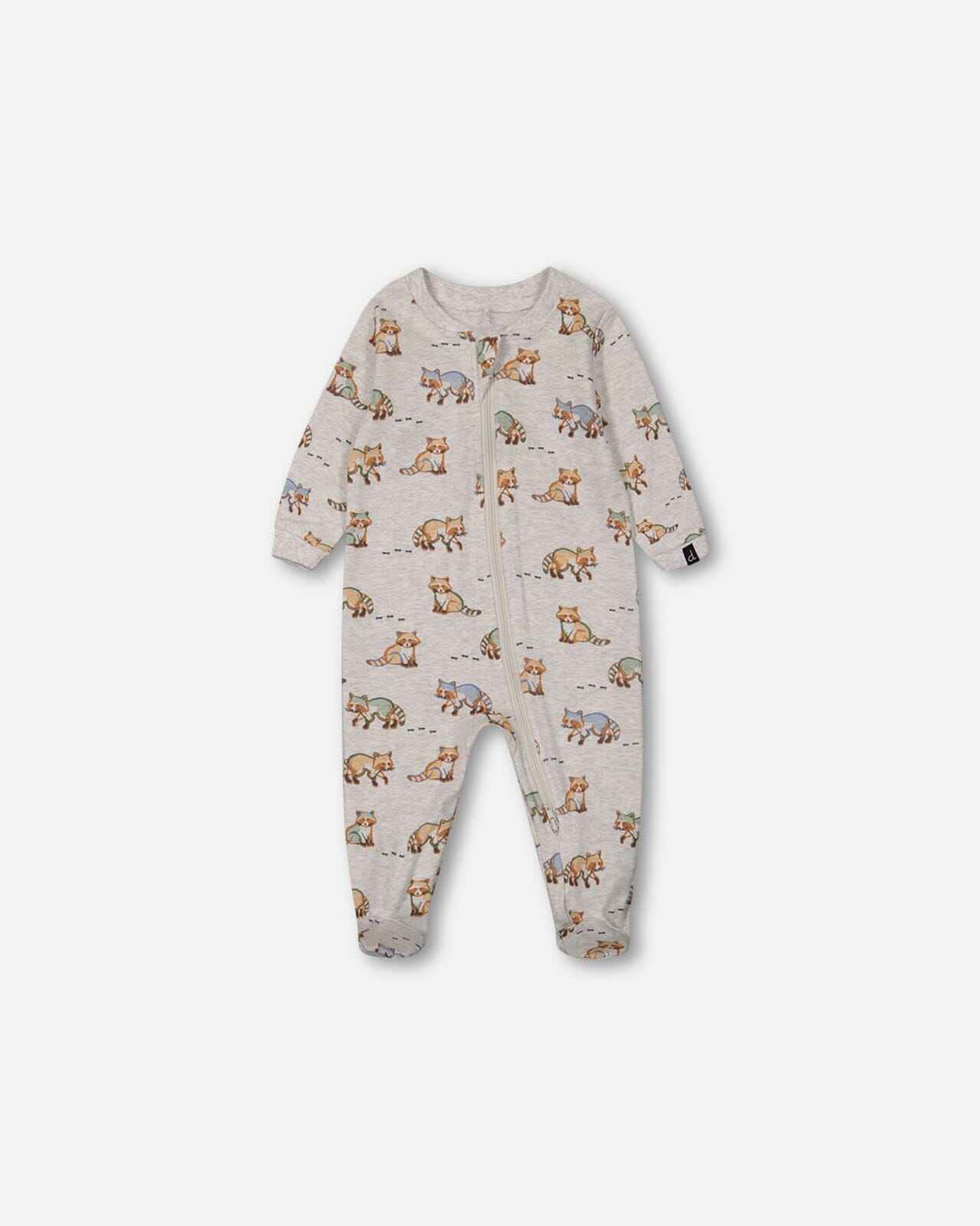 Organic Cotton One Piece Pajama Beige Mix Printed Racoons