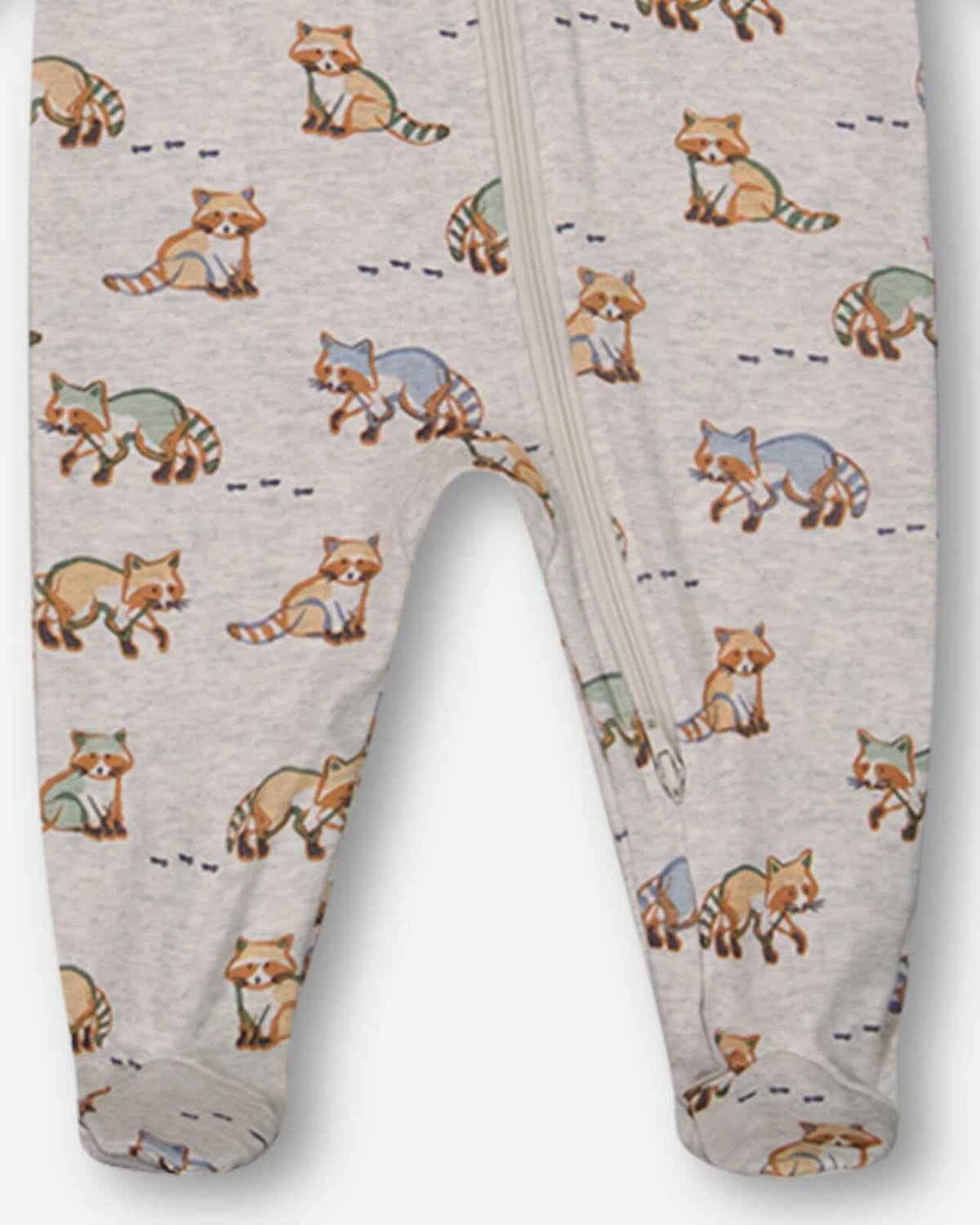 Organic Cotton One Piece Pajama Beige Mix Printed Racoons