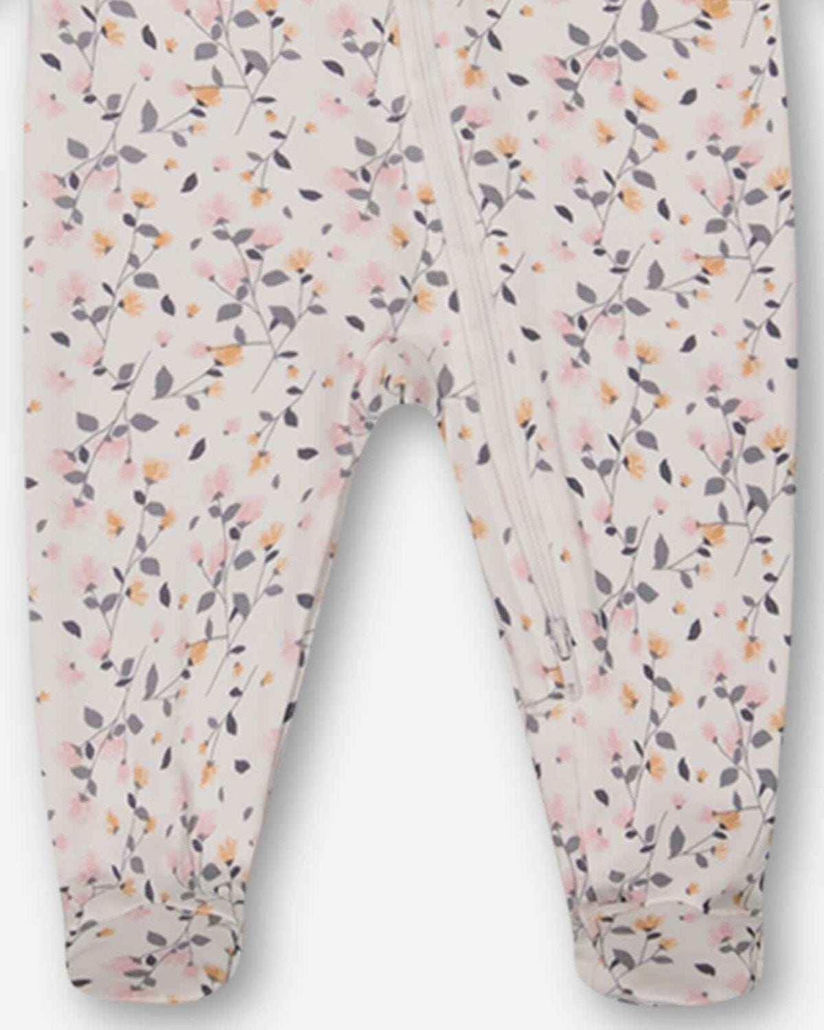 Organic Cotton One Piece Pajama Cream Printed Flowers