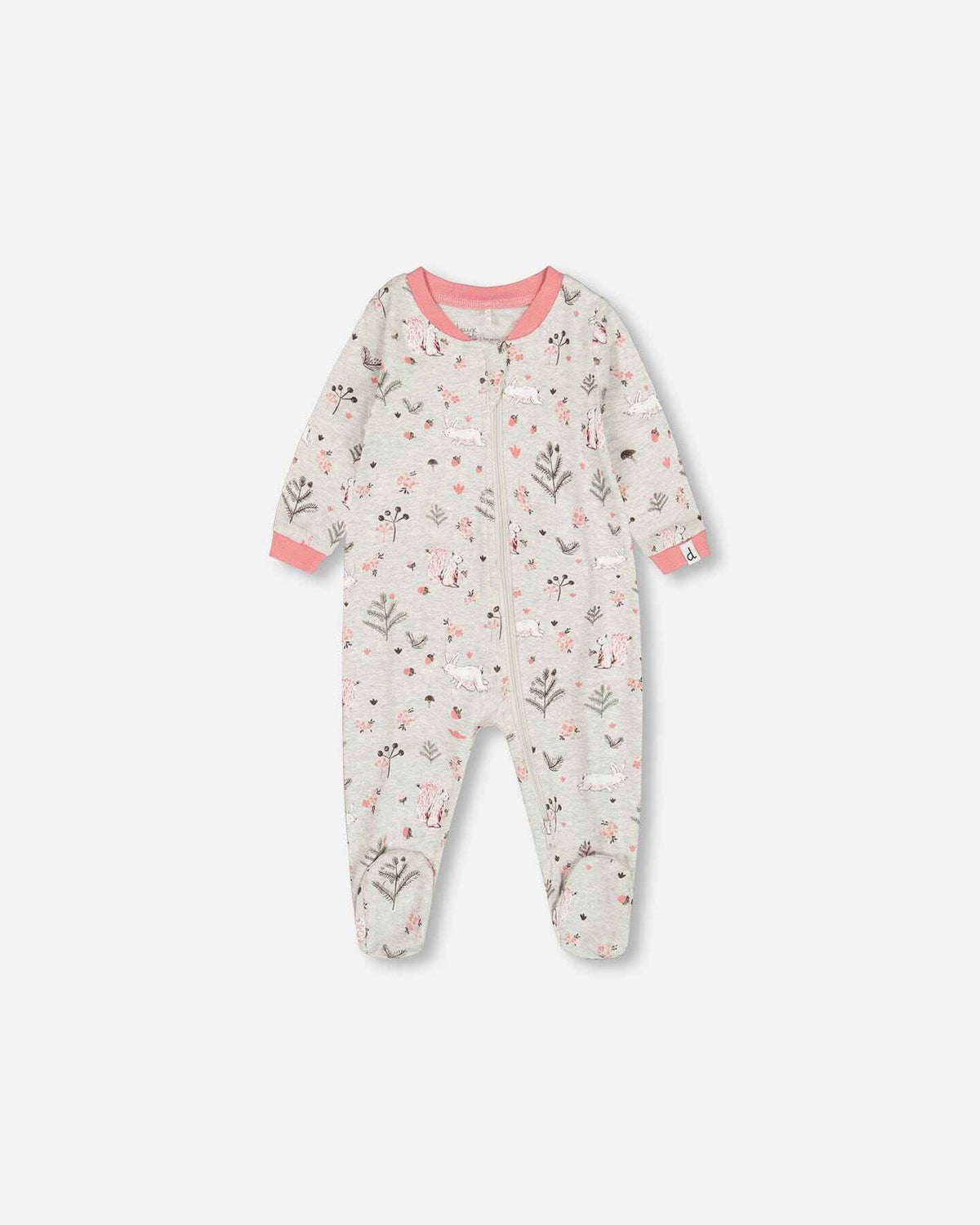 Organic Cotton One Piece Pajama Beige Mix Printed Squirrel