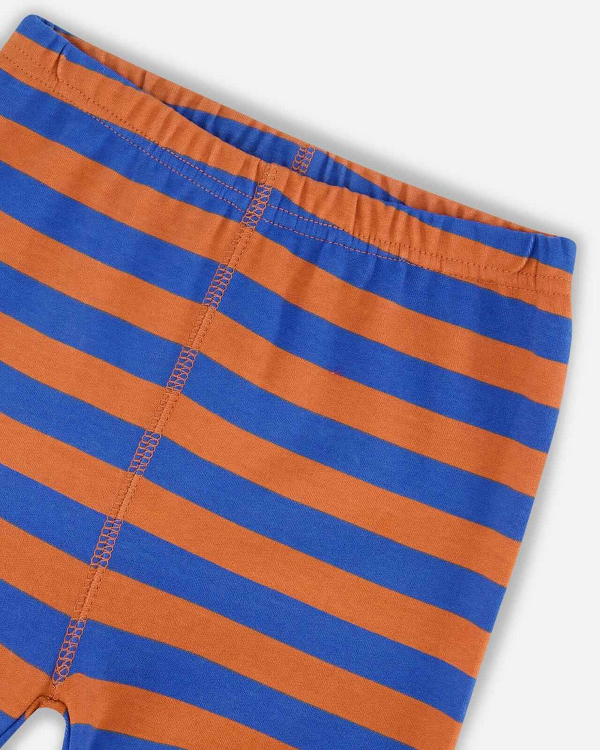 Organic Cotton Two Piece Pajama Set Blue And Orange Stripe