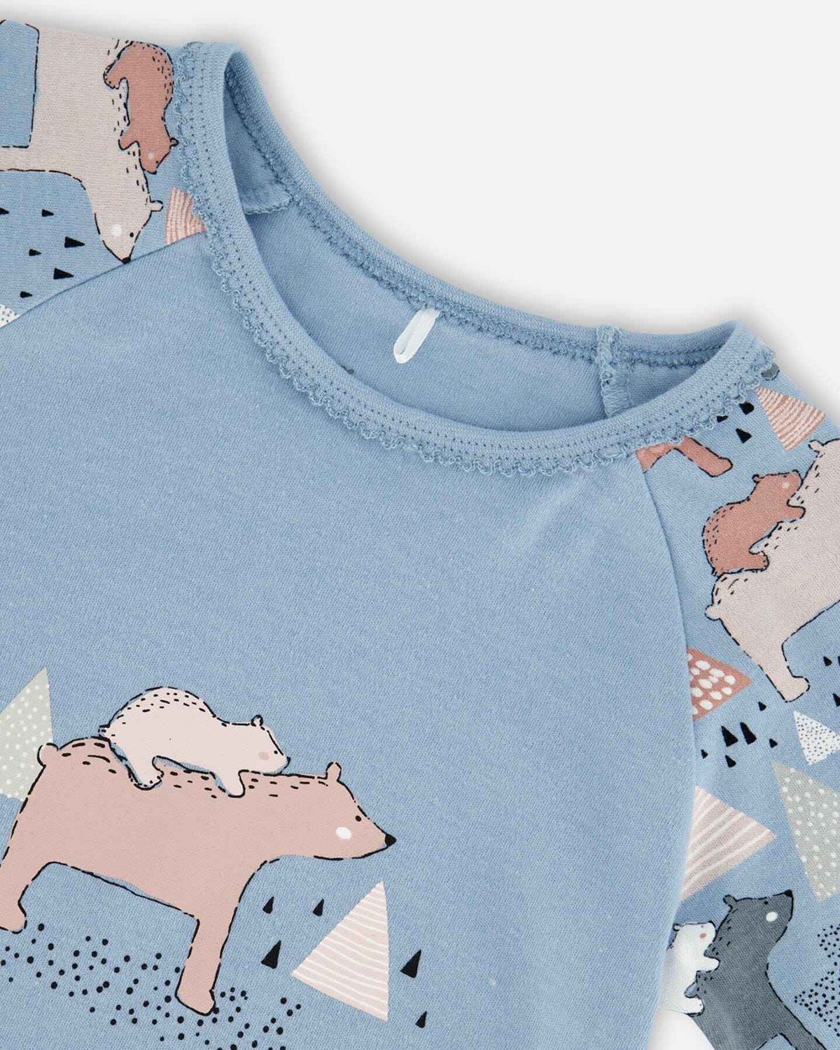 Organic Cotton Two Piece Pajama Set Air Blue Printed Mama Bears