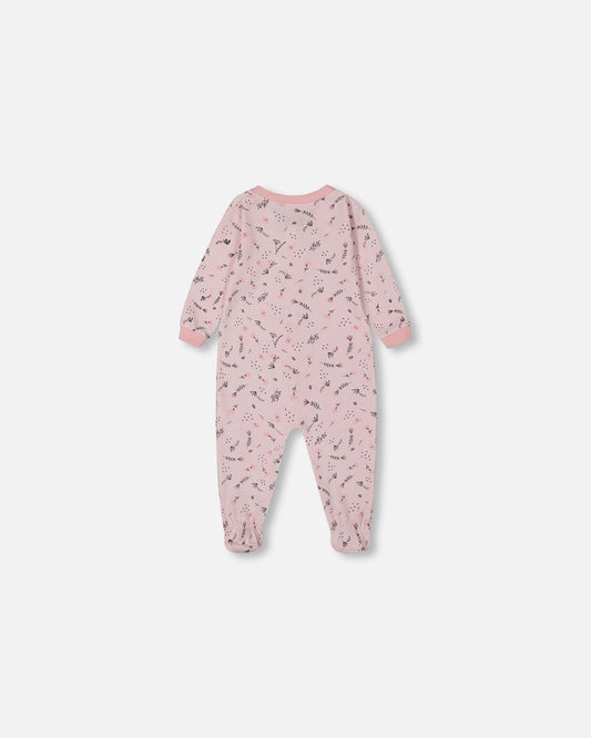 Printed Organic Cotton One-Piece Pajama Off-White And Multi Truck