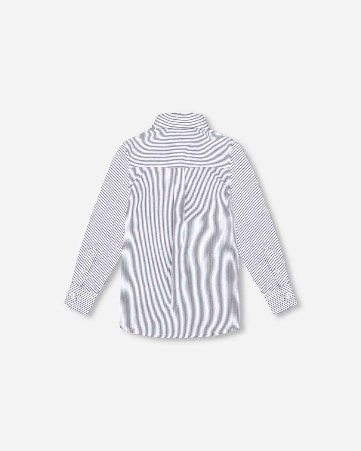 Long Sleeve Button Down Shirt Navy Blue Stripes
