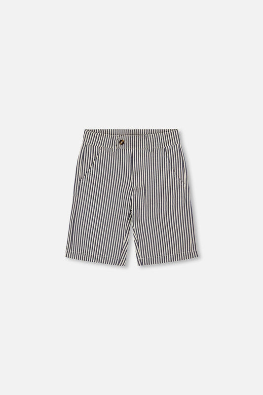 Slant Pocket Bermuda Shorts Navy Blue Striped