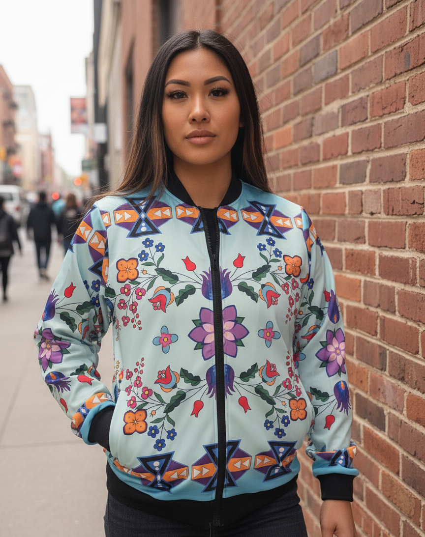 Floral Sky Bomber Jacket