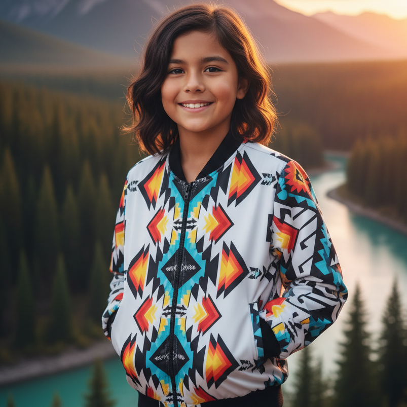 Crimson Snow Kids Bomber