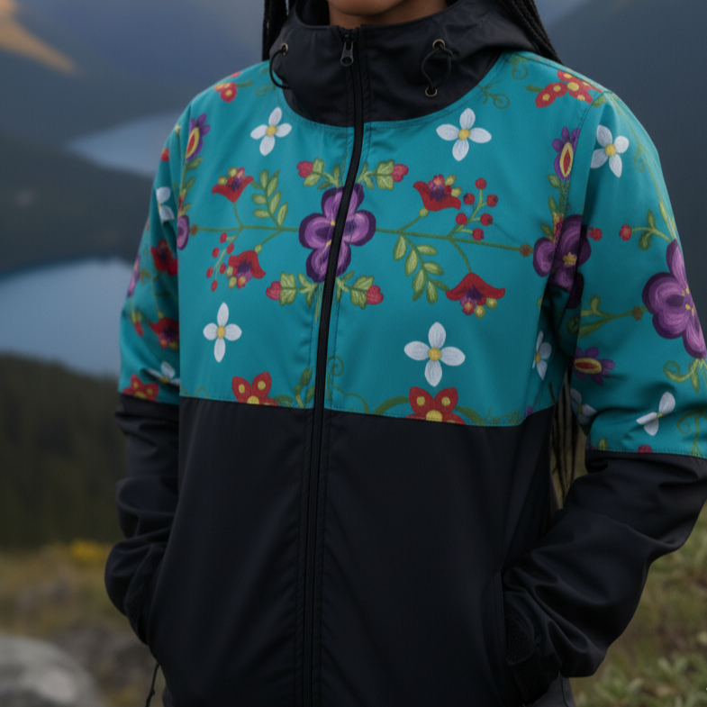 Turquoise Bloom Windbreaker