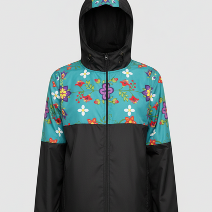 Turquoise Bloom Windbreaker