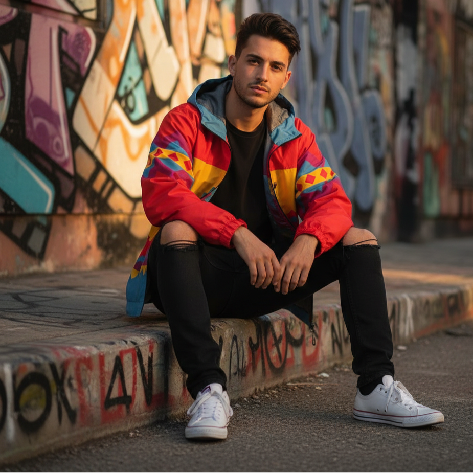 Blue zigzag Windbreaker
