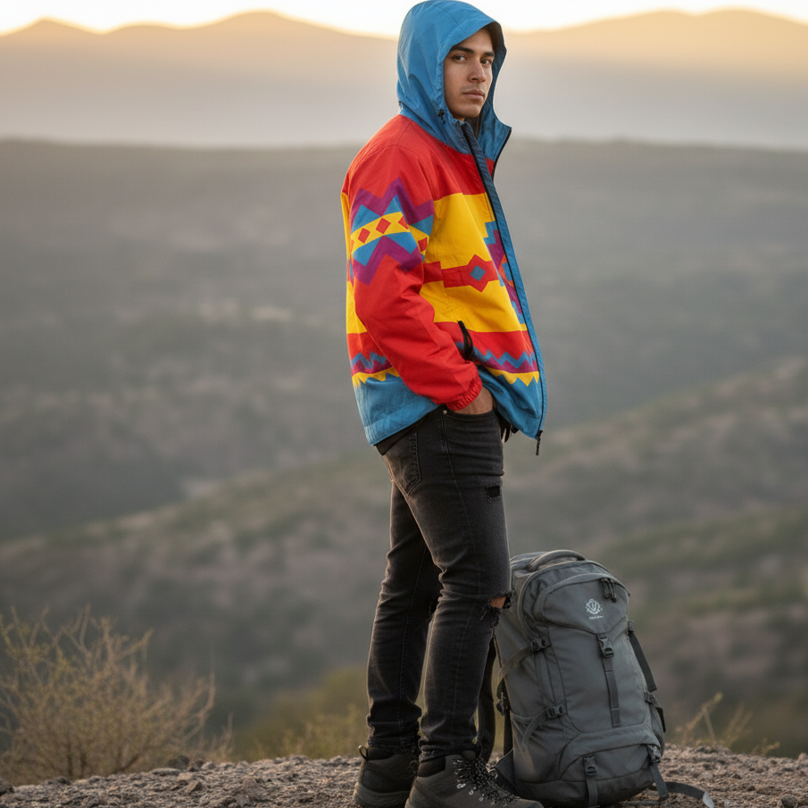 OLDTRIBES™ Blue zigzag Windbreaker