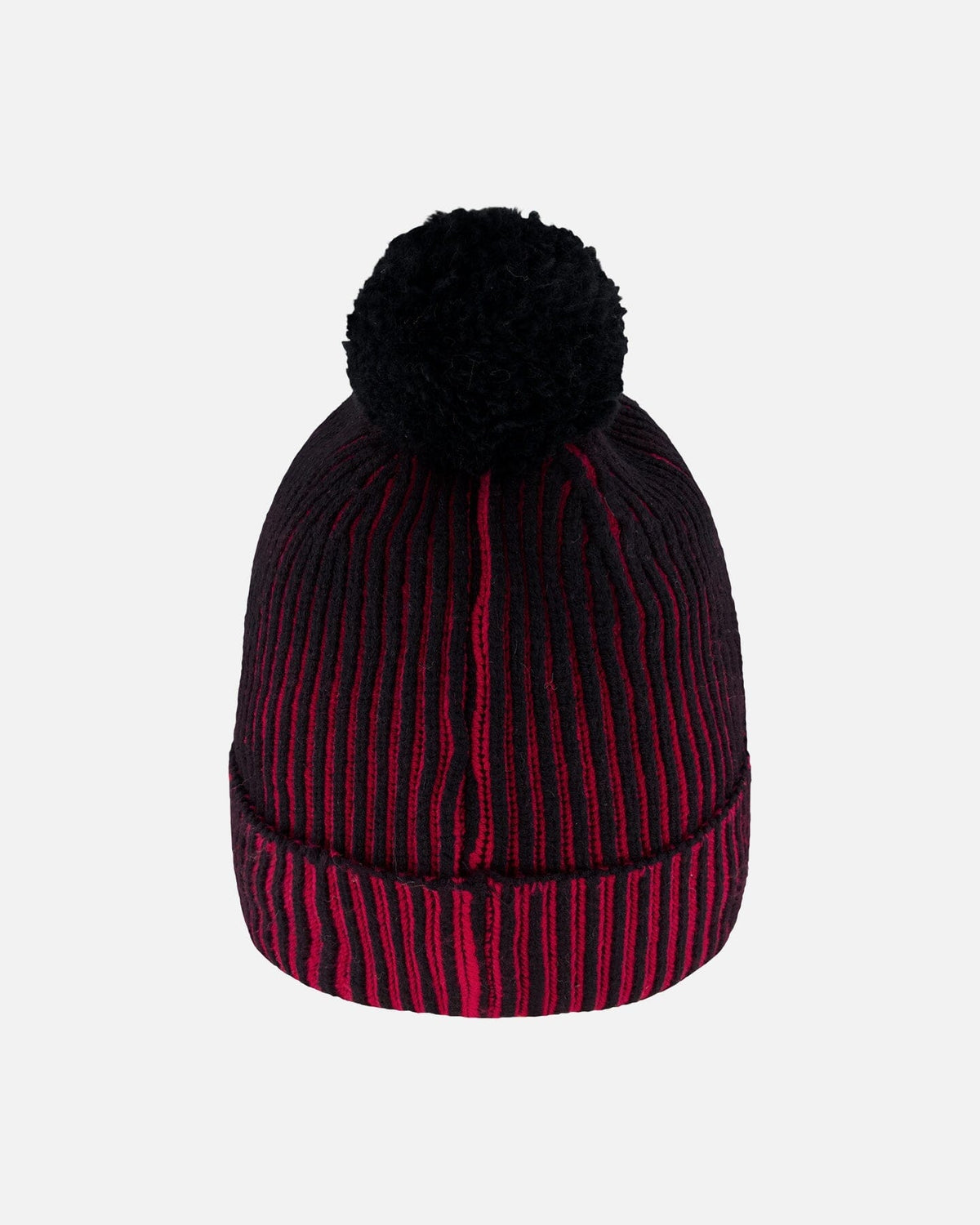Lined Knit Pompom Hat Red And Black