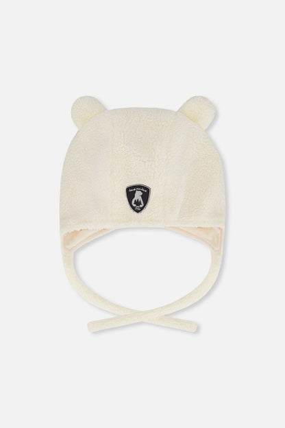 Lined Baby Sherpa Hat With Ear Flaps Off-White