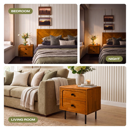 Savana Two Drawers Solid Wood Nightstand