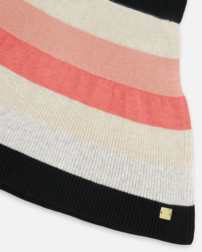 Striped Knit Skirt Beige Black And Pink
