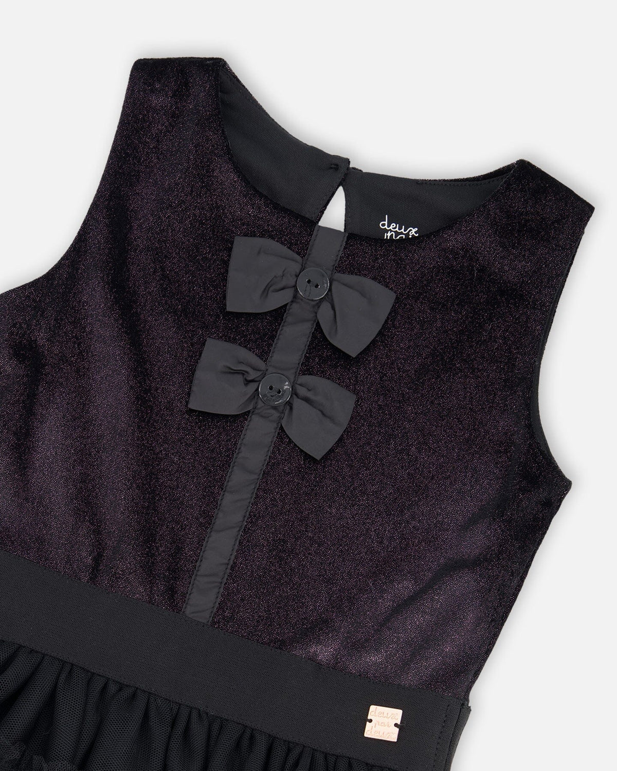 Sleeveless Bi-Material Velour And Mesh Dress Black