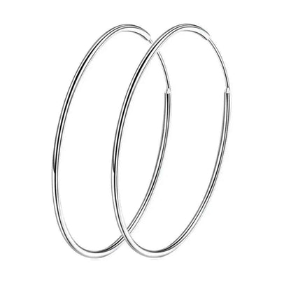 Stylish 925 Sterling Silver Large Hoop Earrings for Women - Trendy Circle Endless Huggie Big Hoops (30/40mm)