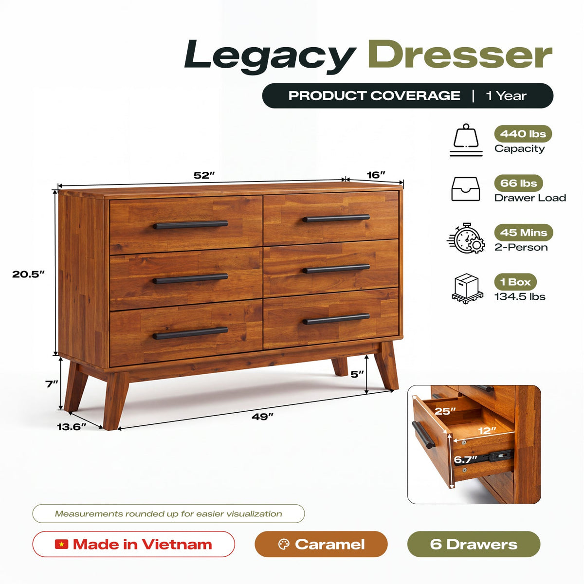 Legacy Solid Wood Dresser