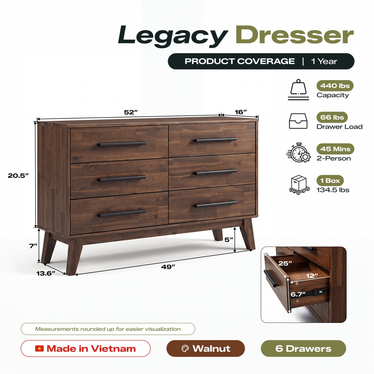 Legacy Solid Wood Dresser