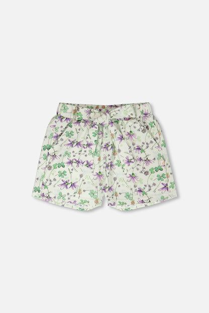 Jersey Shorts Green Printed Flowers