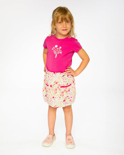 Muslin Skort Off White Printed Flowers