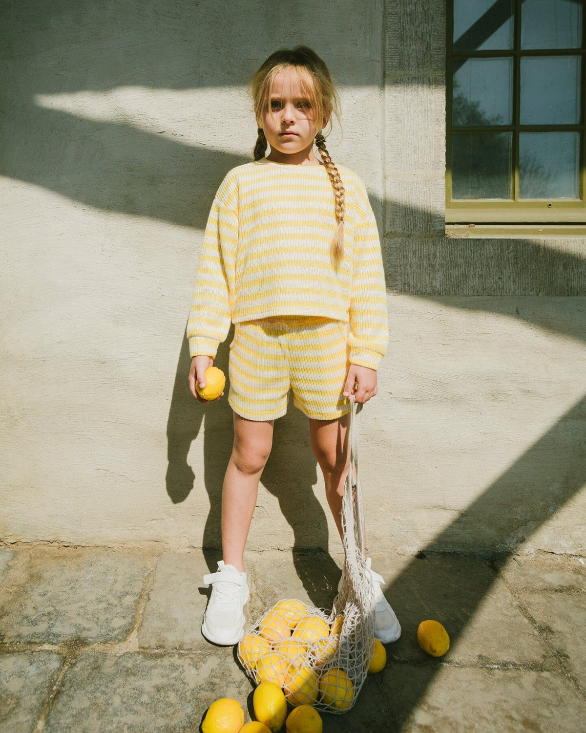 Striped Shorts Yellow And White
