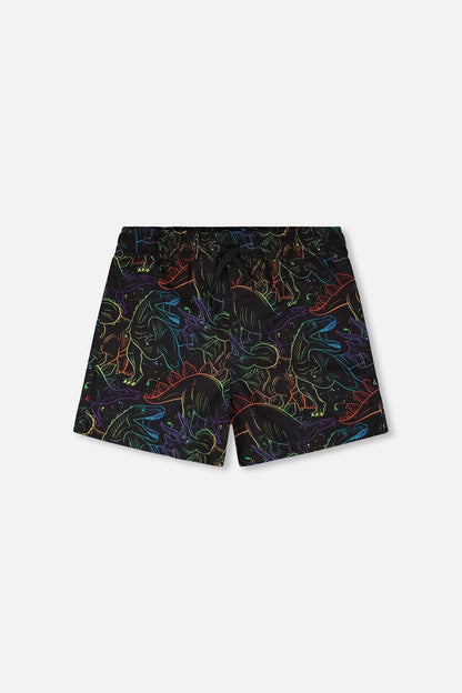 Swim Trunks Black Dinosaur Print