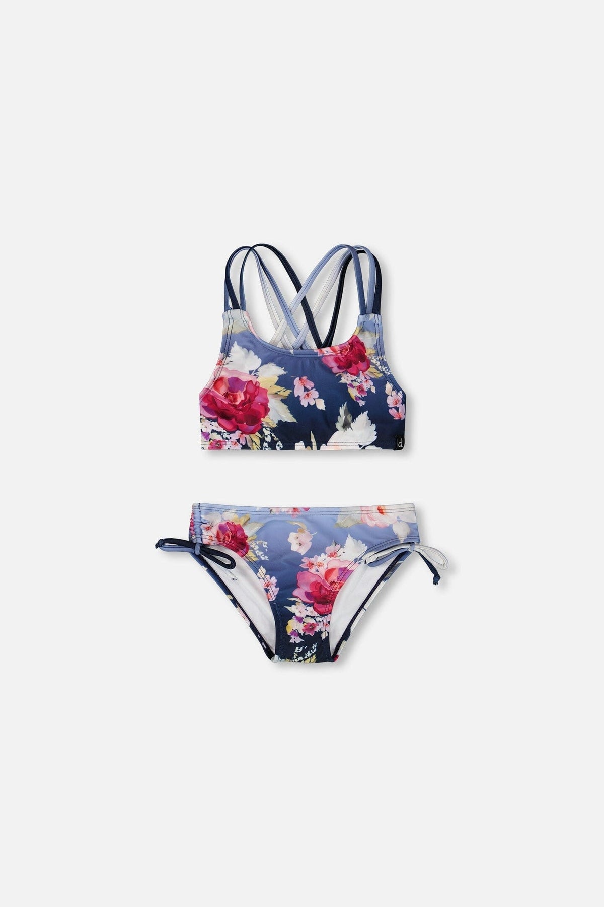 Two-Piece Swimsuit Blue Rose Print