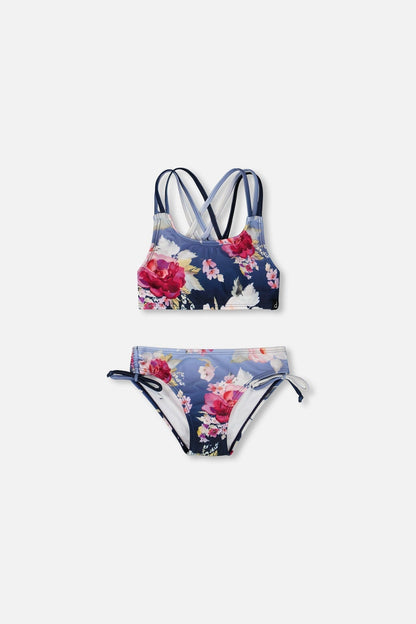 Two-Piece Swimsuit Blue Rose Print