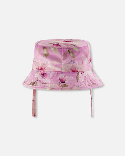 Beach Hat Purple Flower Print