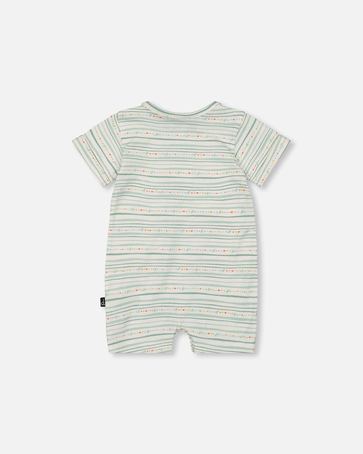 Organic Cotton Romper White Printed Mint Green Lines