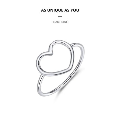925 Sterling Silver Minimal Heart Band Ring