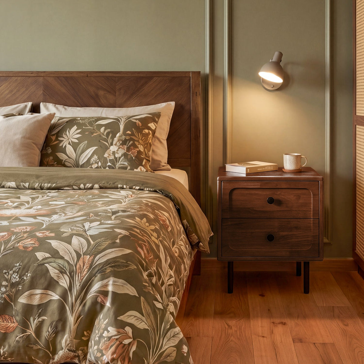 Savana Two Drawers Solid Wood Nightstand
