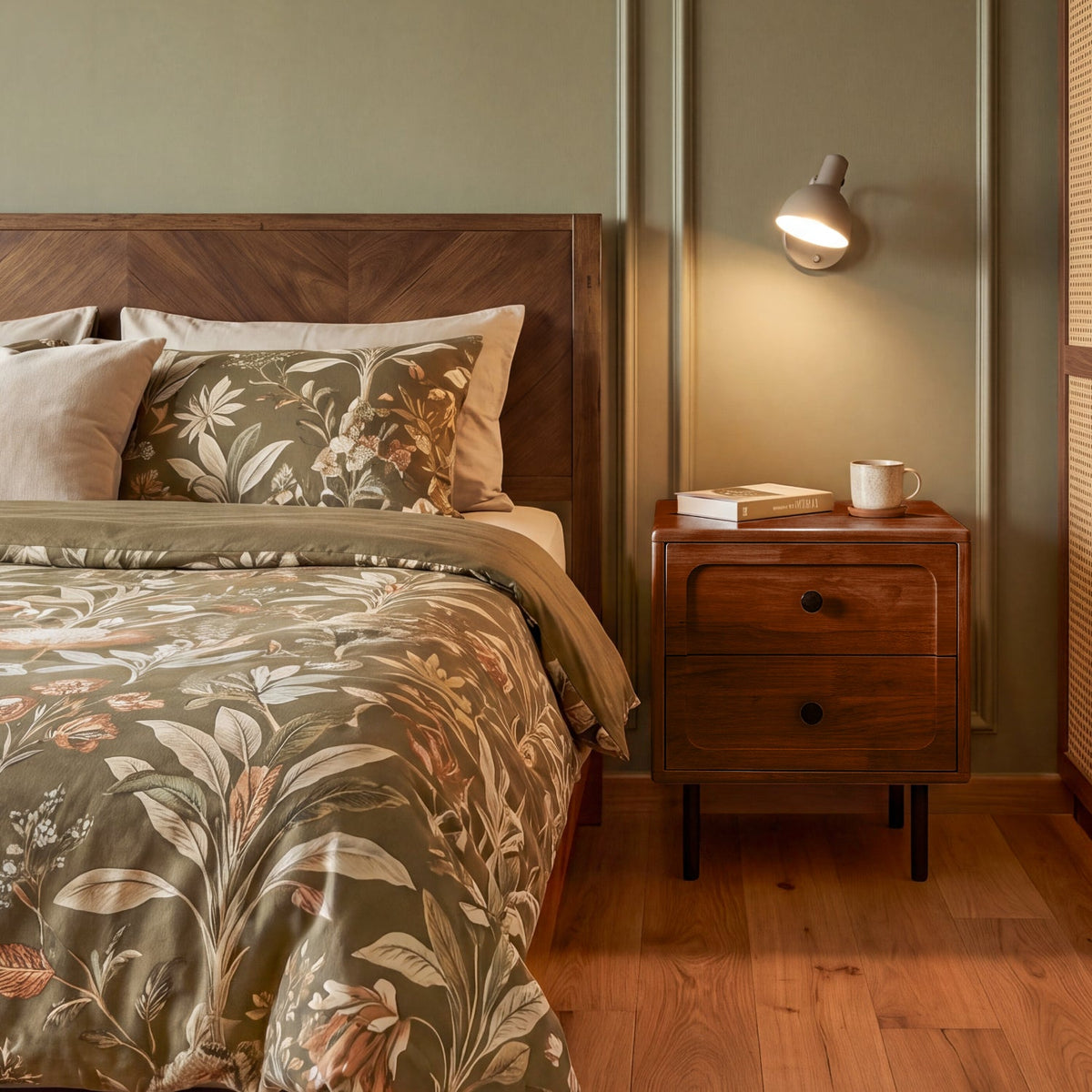 Savana Two Drawers Solid Wood Nightstand