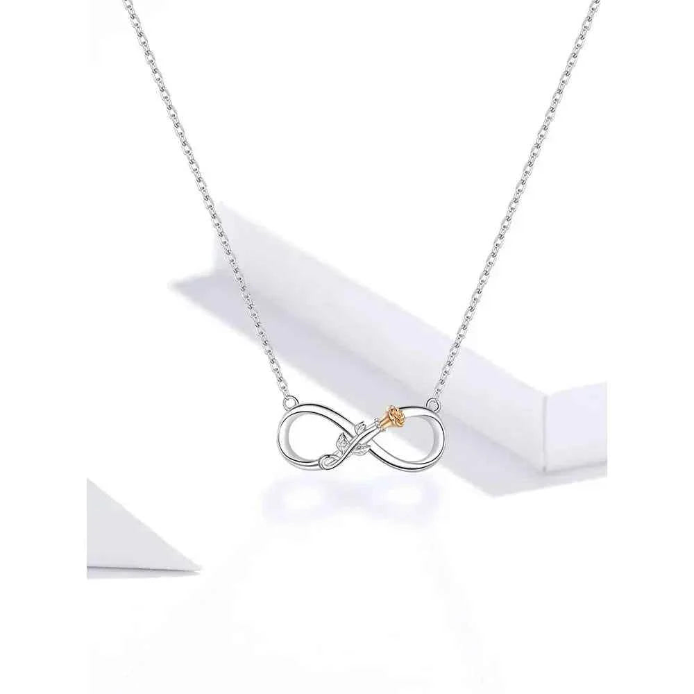 Delicate Rose: Sterling Silver Choker Necklace with Infinity Design
