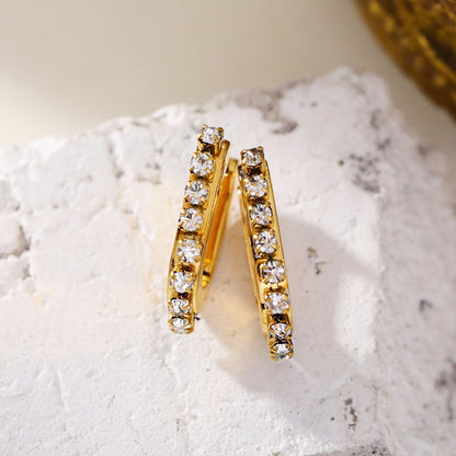 HARMONIA: Cylinder Shaped Hoop Earrings Embedded with Zirconia Beads