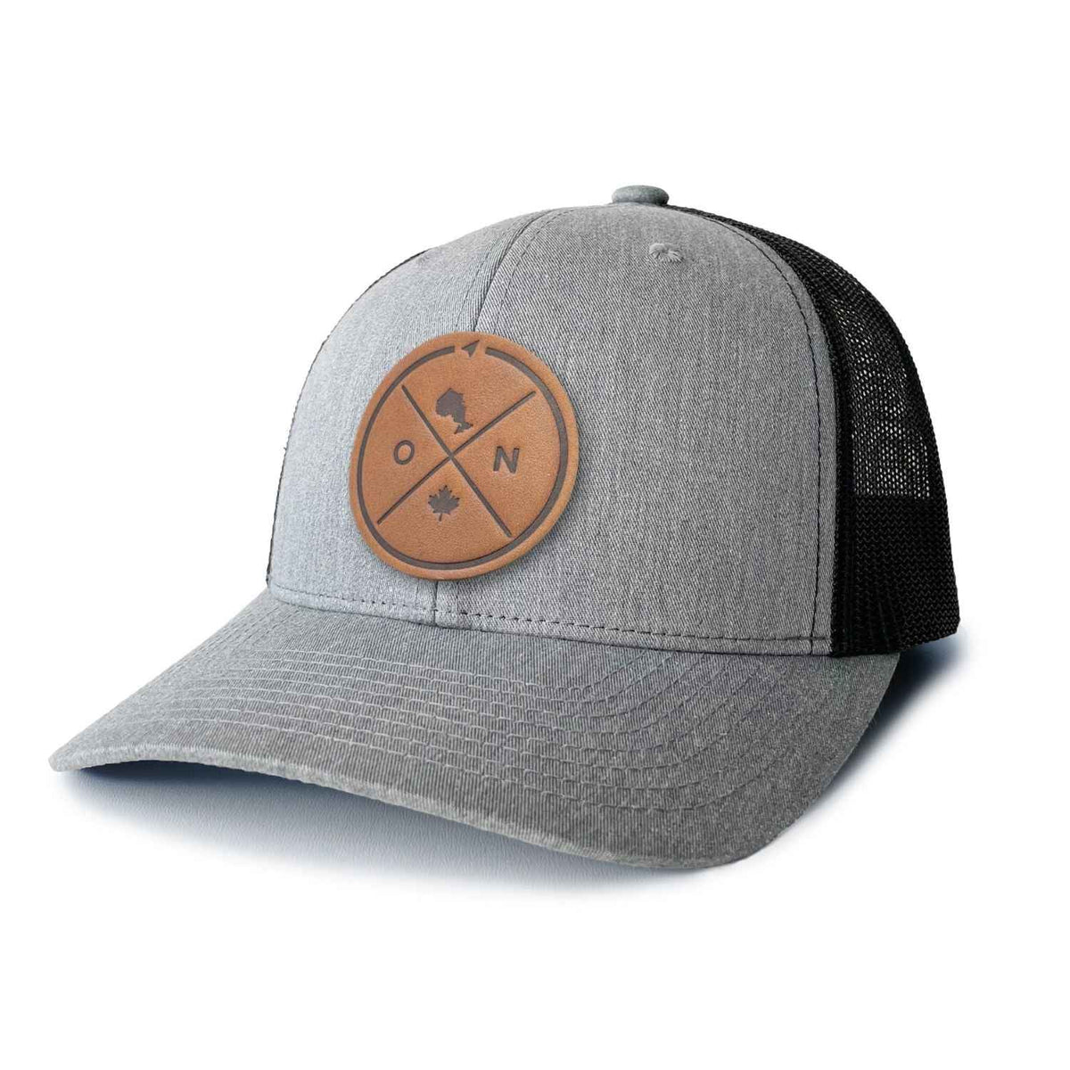 Ontario Compass Leather Patch Trucker Hat