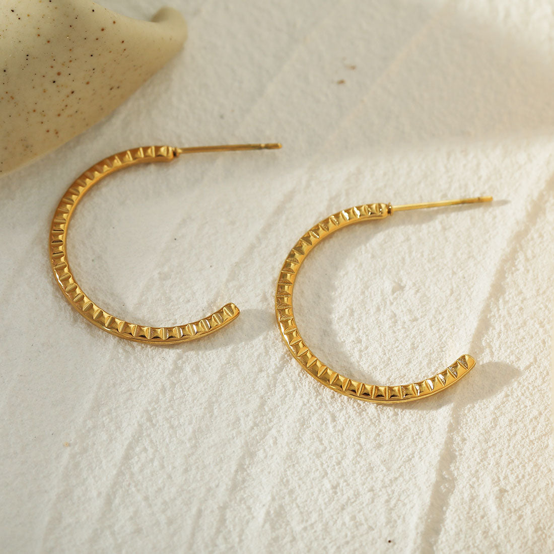 HOLLY: Textured Gold Hoop Earrings