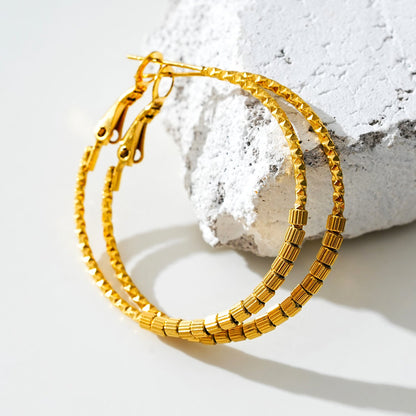 HOSHIKA: Variable Textured Beaded Hoop Earrings