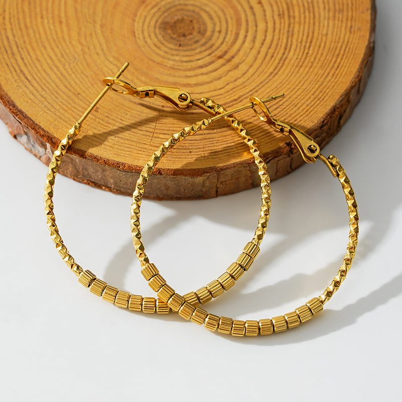 HOSHIKA: Variable Textured Beaded Hoop Earrings