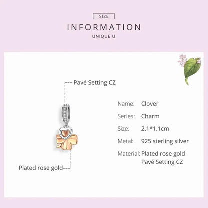 925 Sterling Silver Gardon Lucky Clover Charm - Scc1238