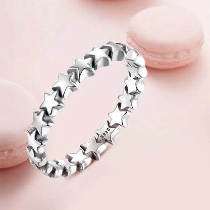 925 Sterling Silver Star & Heart Band Ring