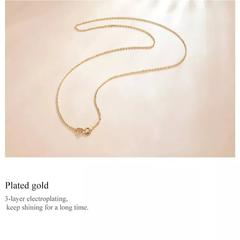 Authentic Gold Color 925 Sterling Silver Basic Cable Chain Necklace - Sca016