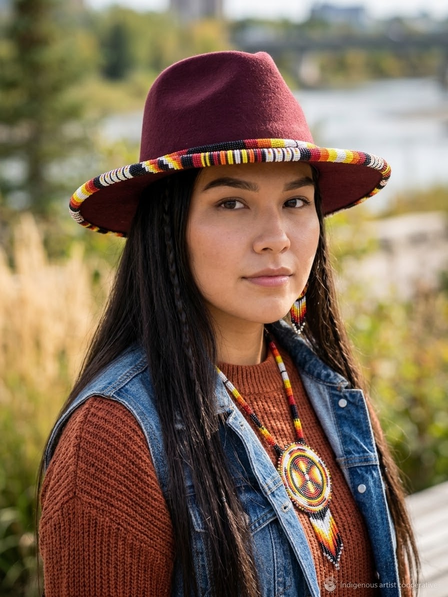Size-59 Handmade Beaded Hat
