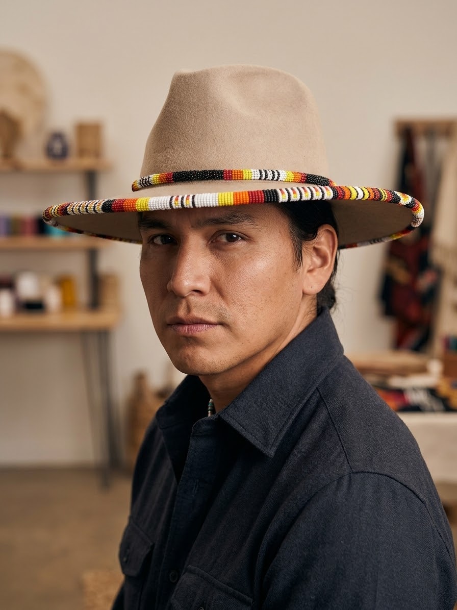 Size-59 Handmade Beaded Hat