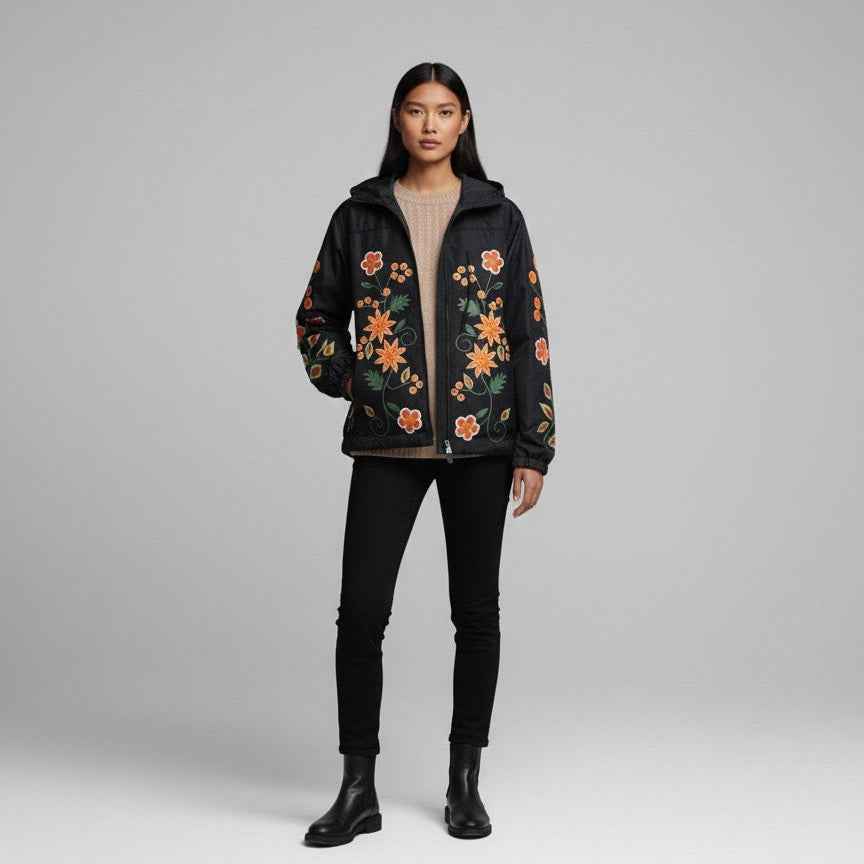 OLDTRIBES™ Black Spring Blossom Windbreaker